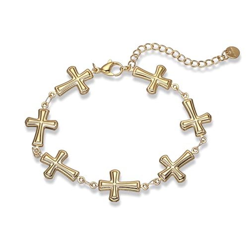 XFSRG Armbänder Damen Mädchen Kreuz Design Armband Damen Gold Bettelarmband Modeschmuck Armband für Frauen (Gold) von XFSRG