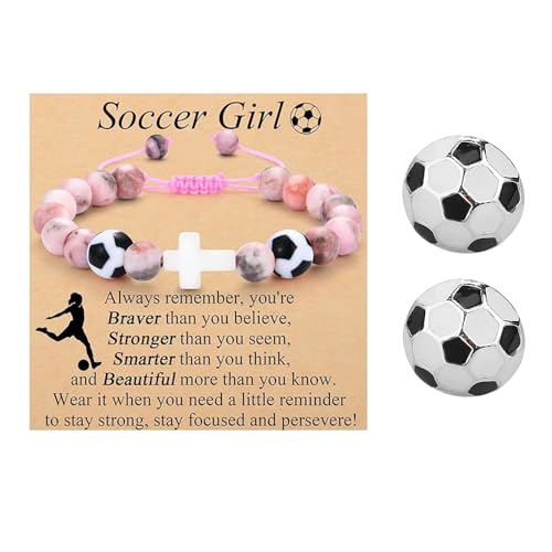 XFSRG Armbänder Mädchen Freundschaftsarmbänder Kinder Fußball Kreuz Charm Armband Verstellbar Handgefertigt Schmuck für Teenager von XFSRG