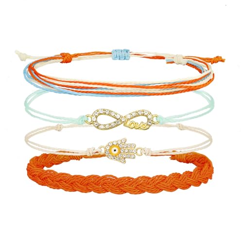XFSRG Armband Damen Charm Armband Freundschaftsarmbänder Handgewebtes Set mit Unendlichkeitssymbol Hand Modische Accessoires für Frauen(Mehrfarbig-A) von XFSRG