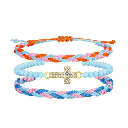XFSRG Armband Damen Charm Armband Freundschaftsarmbänder Handgewebtes Set mit Unendlichkeitssymbol Hand Modische Accessoires für Frauen(Mehrfarbig-B) von XFSRG
