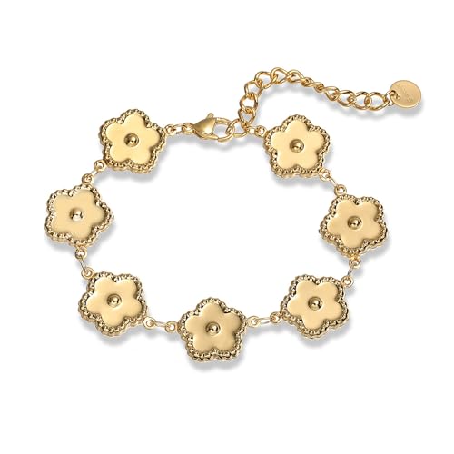XFSRG Armband Damen Gold Blumen Design Armbänder Damen Schmuck für Mädchen Eleganter Modeschmuck(Gold) von XFSRG