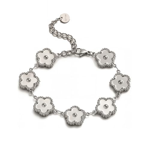 XFSRG Armband Damen Gold Blumen Design Armbänder Damen Schmuck für Mädchen Eleganter Modeschmuck(Silber) von XFSRG