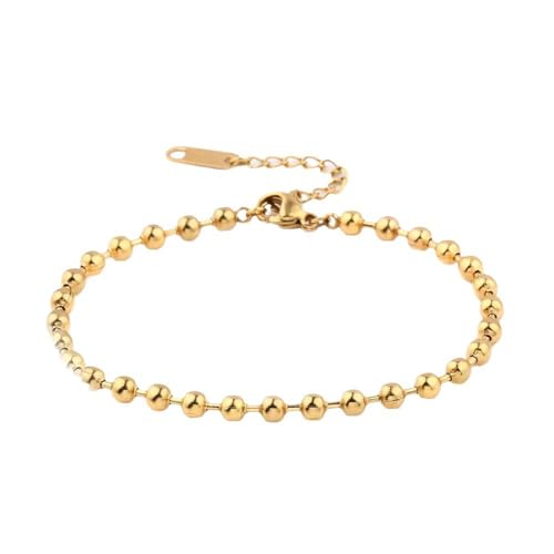 XFSRG Armband Damen Goldfarbene Runde Perlen Hypoallergen Armbänder Verstellbar Modisch Premium für Viele Gelegenheiten von XFSRG