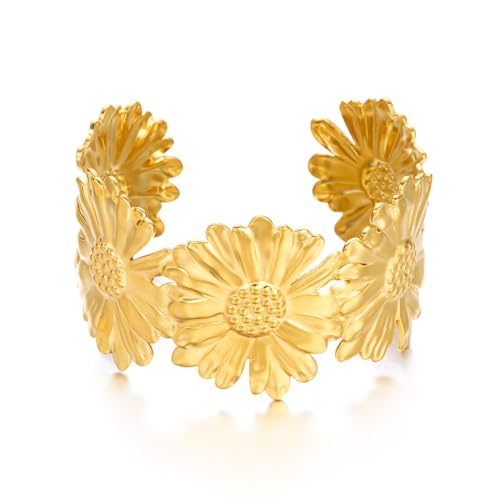 XFSRG Armband Gold Damen Verstellbarer Offener Armband Modische Accessoires Laubblätter Blumenarmbänder Minimalistisches Design Für Partys Und Besondere Anlässe(Gold 2) von XFSRG