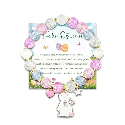 XFSRG Armband Kaninchen Damen Kinder Cartoon Armbänder mit Osterkarten Freundschaftsarmband Ostergeschenke Schmuck für Frauen Mädchen Hasenliebhaber von XFSRG