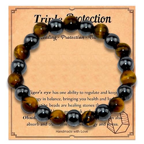 XFSRG Armband Naturstein Gelbes Tigerauge Einfache Mode Armbänder Hypoallergen für Reisen Dating Täglichen Gebrauch von XFSRG