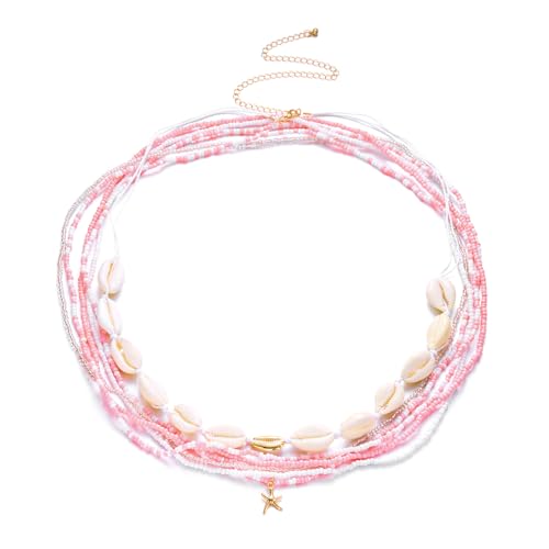 XFSRG Bauchkette Damen Muschel Körperketten Boho Taillenkette Mehrlagige Körperbauchkette Kleid Jeans Taille Kette Kettengürtel Bikini Bauchketten Sommer-Strandbikini Frauen Belly Waist Chain von XFSRG