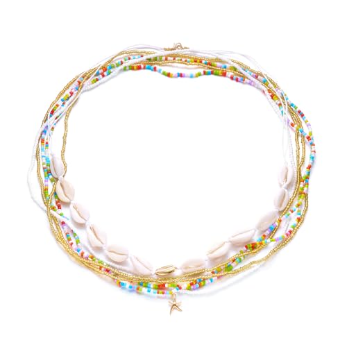 XFSRG Bauchkette Damen Muschel Körperketten Boho Taillenkette Mehrlagige Körperbauchkette Kleid Jeans Taille Kette Kettengürtel Bikini Bauchketten Sommer-Strandbikini Frauen Belly Waist Chain von XFSRG