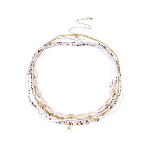XFSRG Bauchkette Damen Muschel Körperketten Boho Taillenkette Mehrlagige Körperbauchkette Kleid Jeans Taille Kette Kettengürtel Bikini Bauchketten Sommer-Strandbikini Frauen Belly Waist Chain von XFSRG