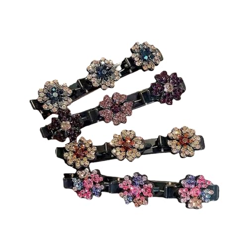XFSRG 4 Stück Blumen Haarklammern Damen Acryl Haar Accessoires Funkelnde Haarklemmen für Elegante Frisuren und Stilvolle Anlässe(Mehrfarbig) von XFSRG