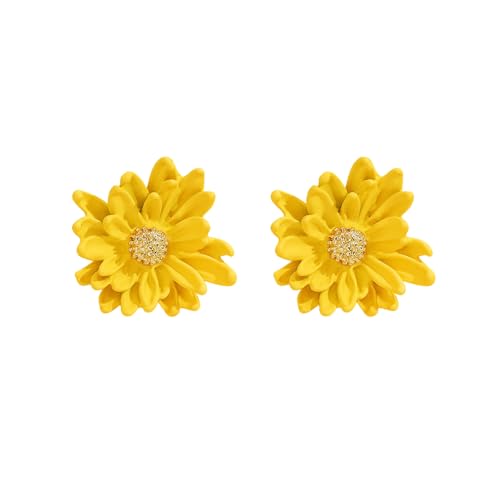 XFSRG Blumen Ohrringe für Damen Gänseblümchen Ohrstecker aus Zinklegierung Leichter Romantischer Damenschmuck für Damen und Alltag (Gelb) von XFSRG