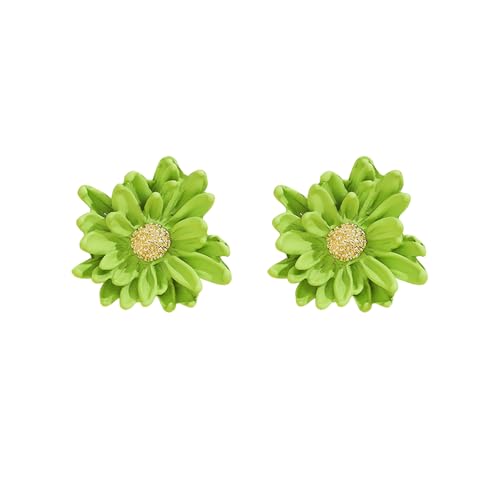 XFSRG Blumen Ohrringe für Damen Gänseblümchen Ohrstecker aus Zinklegierung Leichter Romantischer Damenschmuck für Damen und Alltag (Grün) von XFSRG