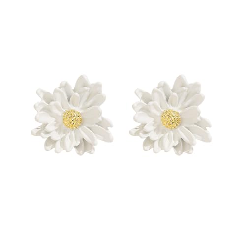 XFSRG Blumen Ohrringe für Damen Gänseblümchen Ohrstecker aus Zinklegierung Leichter Romantischer Damenschmuck für Damen und Alltag (Weiß) von XFSRG