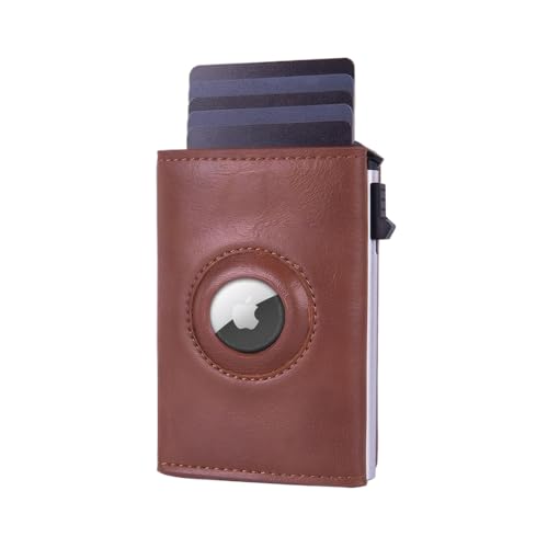 XFSRG Brieftasche Herren Karten Geldbeutel PU Kreditkartenetui RFID Card Holder Wallet Fasst 7 Kreditkarten Positionierbar Kartenportmonai Herren Mit Seitliche Tasten(Kaffee) von XFSRG