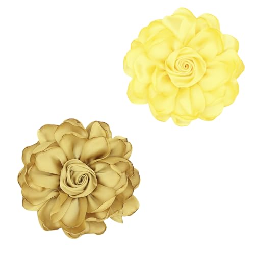 XFSRG Brosche Damen Blumen Design Haarschmuck Elegante Broschen & Anstecknadeln für Kleidung und Accessoires (Kurkuma + Gelb) von XFSRG