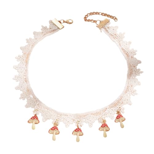 XFSRG Choker Kette Damen Halskette Modeschmuck Pilz Anhänger Spitze Goldkette für Frauen Mädchen Schmuck Geschenk XFSRG Choker Kette Damen Halskette Modeschmuck Pilz Anhänger Spitze Goldkette für Frauen Mädchen Schmuck Geschenk von XFSRG