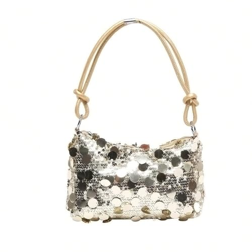 XFSRG Clutch Silber Glitzer Pailletten Tasche Schultertaschen Underarmtasche für Damen, ideal für Abendkleid, Party, Gala, Hochzeit, perfekter Größe Handy & Make-up (Gold) von XFSRG