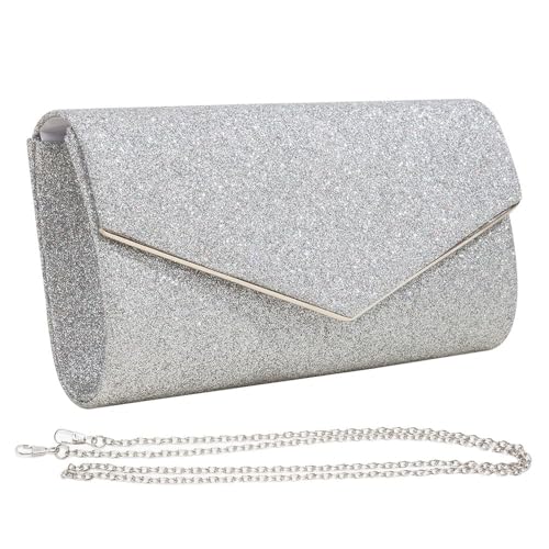 XFSRG Clutch für Damen Elegante Umschlagtasche Kettentasche mit Abnehmbarer Kette Umhängetaschen Glitzer-Abendtasche für Hochzeit Party Bankett Feiertage von XFSRG