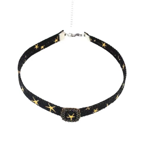 XFSRG Damen Choker Kette Exquisites Design mit Sternenmuster Modeschmuck für Mädchen Elegante Halskette für Partys und Alltag Schwarzes Band mit Goldakzenten XFSRG Damen Choker Kette Exquisites Design mit Sternenmuster Modeschmuck für Mädchen Elegante Halskette für Partys und Alltag Schwarzes Band mit Goldakzenten von XFSRG