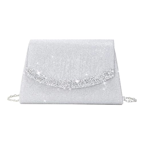 XFSRG Damen Clutch Elegante Glitzer Abendtasche mit Abnehmbarer Kette Klassisch Tasche Abendtasche Klein Umhängetasche für Hochzeit Party von XFSRG