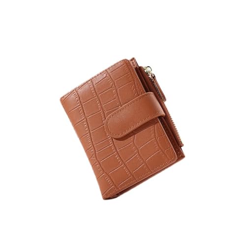 XFSRG Damen Geldbeutel mit RFID Blockierung Karteninhaber Bifold kompakte Geldbörsen Reißverschluss Münztasche Klein Kurzformat Portemonnaie PU Leder Portemonnaie für Frauen Mädchen (braun) von XFSRG