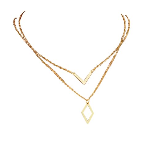 XFSRG Damen Goldkette Exquisite Halskette mit Doppelanhänger Modeschmuck für Frauen Choker Kette in Gold Perfekt für Alltag und Besondere Anlässe XFSRG Damen Goldkette Exquisite Halskette mit Doppelanhänger Modeschmuck für Frauen Choker Kette in Gold Perfekt für Alltag und Besondere Anlässe von XFSRG