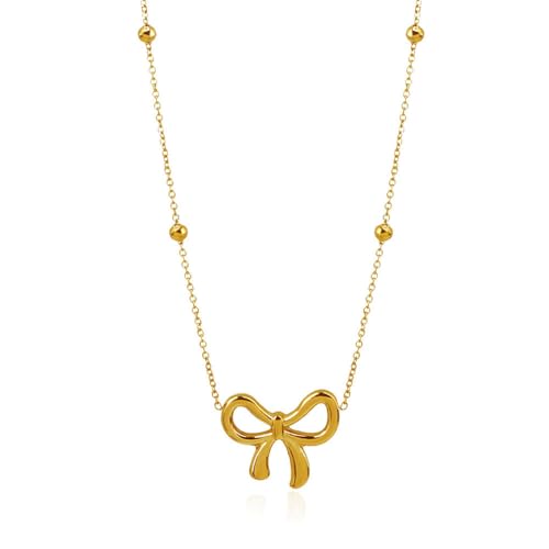 XFSRG Damen Halskette Goldkette Schleife Design Modeschmuck Kette für Mädchen Exquisites Schmuckstück für Besondere Anlässe XFSRG Damen Halskette Goldkette Schleife Design Modeschmuck Kette für Mädchen Exquisites Schmuckstück für Besondere Anlässe von XFSRG