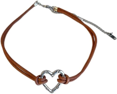 XFSRG Herz Halskette Damen Lederband Kreuz Kette für Mädchen Einzigartiger Schmuck für Erstkommunion Geschenke Mädchen Trendiger Schmuck für jeden Anlass von XFSRG