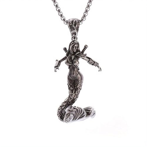 XFSRG Damen Halskette Meerjungfrau Anhänger Silberkette Modeschmuck für Frauen Fantasy Design Perfekt für Alltag und besondere Anlässe von XFSRG