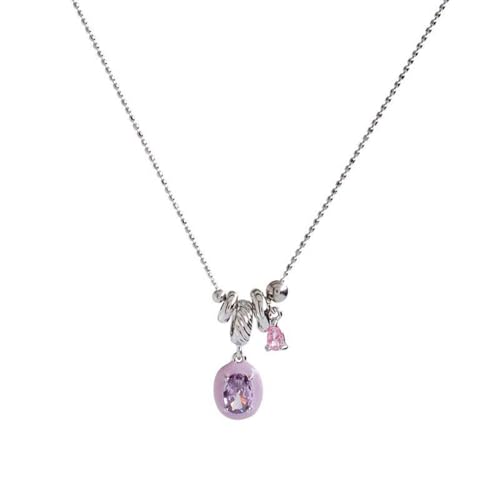XFSRG Damen Halskette mit Anhänger Silberkette mit lila Kristall Modeschmuck für Frauen Elegantes Design Perfekt für jeden Anlass Schmuck für Mädchen XFSRG Damen Halskette mit Anhänger Silberkette mit lila Kristall Modeschmuck für Frauen Elegantes Design Perfekt für jeden Anlass Schmuck für Mädchen von XFSRG