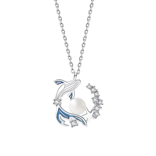 XFSRG Damen Halskette mit Delphin Anhänger Silberkette mit Perle und Zirkonia Modeschmuck für Frauen und Mädchen Exquisites Design für Alltag und besondere Anlässe XFSRG Damen Halskette mit Delphin Anhänger Silberkette mit Perle und Zirkonia Modeschmuck für Frauen und Mädchen Exquisites Design für Alltag und besondere Anlässe von XFSRG