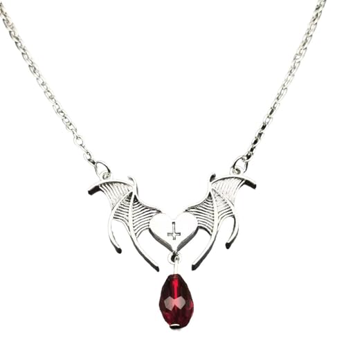 XFSRG Damen Halskette mit Flügel Design und Rotem Kristall Anhänger Silberkette Modeschmuck für Mädchen Gothic Schmuck für Partys und besondere Anlässe XFSRG Damen Halskette mit Flügel Design und Rotem Kristall Anhänger Silberkette Modeschmuck für Mädchen Gothic Schmuck für Partys und besondere Anlässe von XFSRG