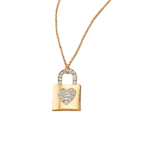 XFSRG Damen Halskette mit Herzschloss Anhänger aus Gold Exquisites Schmuckstück für Frauen Mädchen Modeschmuck Perfekt für jeden Anlass XFSRG Damen Halskette mit Herzschloss Anhänger aus Gold Exquisites Schmuckstück für Frauen Mädchen Modeschmuck Perfekt für jeden Anlass von XFSRG