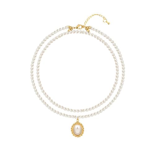 XFSRG Damen Halskette mit Perlen Anhänger Exquisite Goldkette für Mädchen Modeschmuck für jeden Anlass Elegante Lieblingsstück XFSRG Damen Halskette mit Perlen Anhänger Exquisite Goldkette für Mädchen Modeschmuck für jeden Anlass Elegante Lieblingsstück von XFSRG