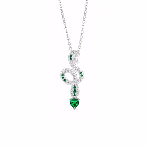 XFSRG Damen Halskette mit SchlangenAnhänger Silberkette mit grünen Kristallen Modeschmuck für Mädchen und Frauen Exquisite Kette für jeden Anlass XFSRG Damen Halskette mit SchlangenAnhänger Silberkette mit grünen Kristallen Modeschmuck für Mädchen und Frauen Exquisite Kette für jeden Anlass von XFSRG