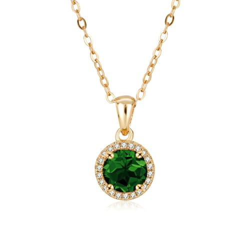 XFSRG Damen Halskette mit Smaragd Anhänger Exquisites Design aus Gold Modeschmuck Kette für Mädchen Perfektes für Geschenk für jeden Anlass XFSRG Damen Halskette mit Smaragd Anhänger Exquisites Design aus Gold Modeschmuck Kette für Mädchen Perfektes für Geschenk für jeden Anlass von XFSRG