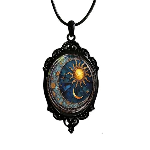 XFSRG Damen Halskette mit Sonnen und Mondanhänger Modeschmuck Kette Exquisites Design Perfekt für jeden Anlass Lieblingsstück für Mädchen und Frauen Goldkette Geschenkidee von XFSRG