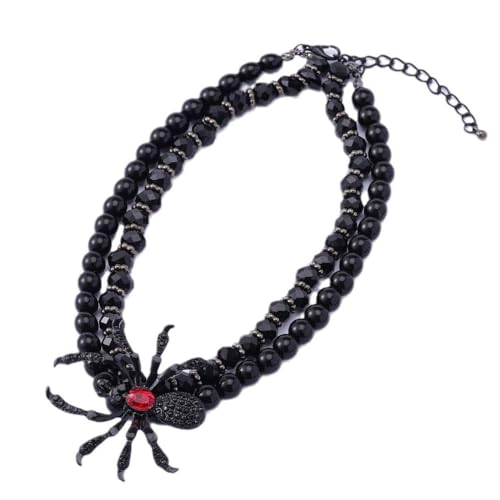 XFSRG Damen Halskette mit Spinnenanhänger Exquisite Modeschmuck Kette für Halloween Partys und besondere Anlässe Schwarze Perlenkette Choker Kette Lieblingsstück Schmuck XFSRG Damen Halskette mit Spinnenanhänger Exquisite Modeschmuck Kette für Halloween Partys und besondere Anlässe Schwarze Perlenkette Choker Kette Lieblingsstück Schmuck von XFSRG