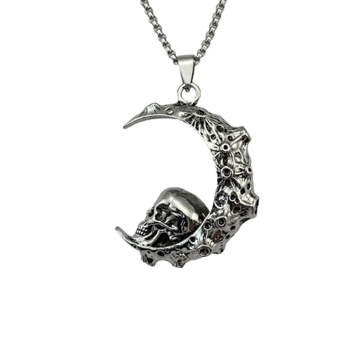XFSRG Damen Halskette mit Totenkopf und Halbmond Anhänger Modeschmuck Kette Silberkette für Mädchen Choker Kette Lieblingsstück für Partys und Alltag XFSRG Damen Halskette mit Totenkopf und Halbmond Anhänger Modeschmuck Kette Silberkette für Mädchen Choker Kette Lieblingsstück für Partys und Alltag von XFSRG