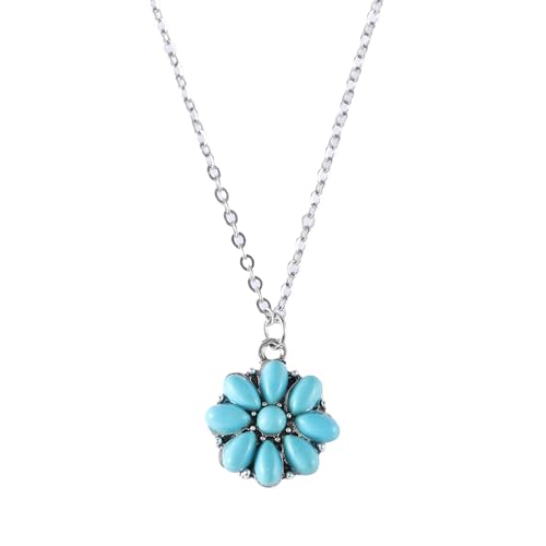 XFSRG Damen Halskette mit Türkis Anhänger Silberkette Modeschmuck Kette für Mädchen Exquisites Design für Alltag und besondere Anlässe von XFSRG