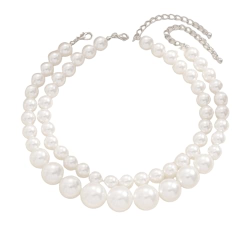 XFSRG Damen Halskette mit eleganten Perlen Modeschmuck Kette für besondere Anlässe Silberkette für Frauen Lieblingsstück für Hochzeit und Partys XFSRG Damen Halskette mit eleganten Perlen Modeschmuck Kette für besondere Anlässe Silberkette für Frauen Lieblingsstück für Hochzeit und Partys von XFSRG