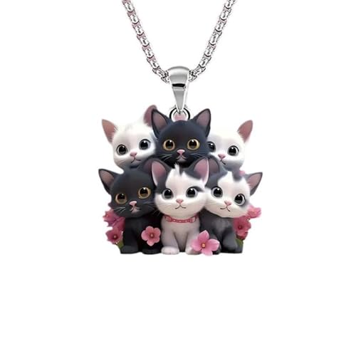 XFSRG Damen Katzen Halskette Exquisite Kette mit süßen Katzenanhänger Modeschmuck für Mädchen und Frauen Perfekt als Geschenk Silberkette für jeden Anlass XFSRG Damen Katzen Halskette Exquisite Kette mit süßen Katzenanhänger Modeschmuck für Mädchen und Frauen Perfekt als Geschenk Silberkette für jeden Anlass von XFSRG