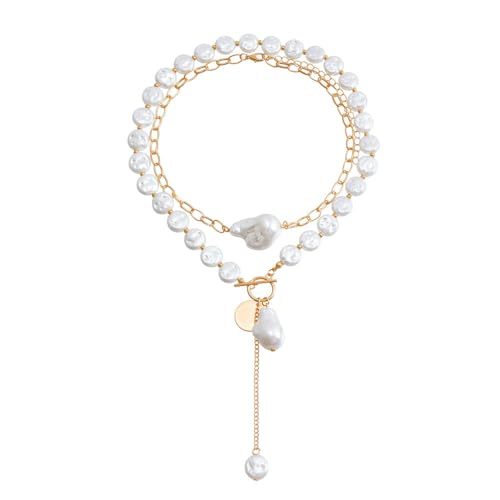 XFSRG Damen Kette Elegante Goldkette mit Perlen Modeschmuck Halskette für Frauen Choker Kette Perfekt für jeden Anlass Lieblingsstück für Mädchen XFSRG Damen Kette Elegante Goldkette mit Perlen Modeschmuck Halskette für Frauen Choker Kette Perfekt für jeden Anlass Lieblingsstück für Mädchen von XFSRG