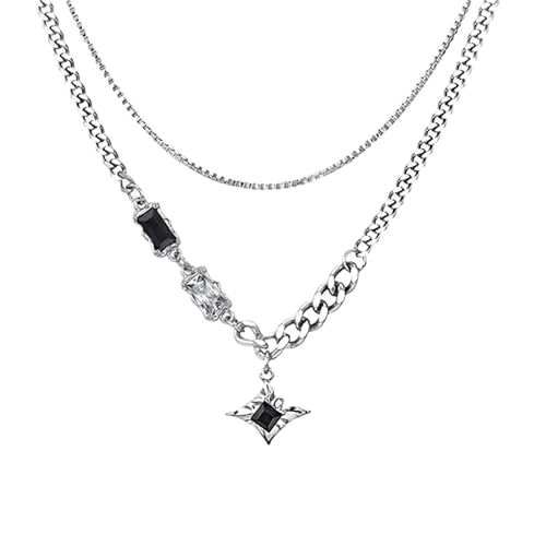 XFSRG Damen Kette Exquisite Silberkette mit Schwarzem und Klarem Kristall Modeschmuck für Frauen Elegante Halskette für Alltag und Besondere Anlässe XFSRG Damen Kette Exquisite Silberkette mit Schwarzem und Klarem Kristall Modeschmuck für Frauen Elegante Halskette für Alltag und Besondere Anlässe von XFSRG