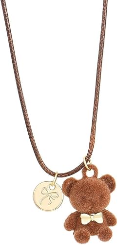 XFSRG Süße Bären Halskette für Mädchen Weiches Plüschdesign mit Goldanhänger Perfekt für Kommunion und Geburtstag Modische Kinderkette für jeden Anlass von XFSRG
