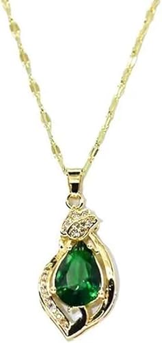 XFSRG Exquisite Gold Halskette mit Smaragd Anhänger Mädchen Schmuck für Kommunion Geschenke Erstkommunion und Geburtstagsgeschenk für Frauen von XFSRG