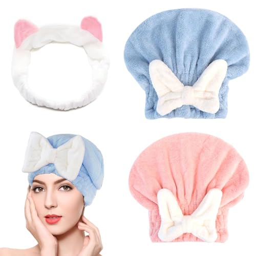 XFSRG Haarturban Set Mikrofaser Handtuch Kopfband Haartrocknungstuch Schnelltrocknend Saugfähig Kopfhandtuch Haartrockentuch von XFSRG