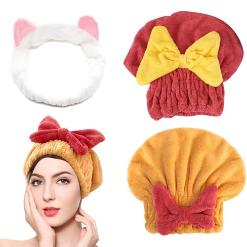 XFSRG Haarturban Set Mikrofaser Handtuch Kopfband Haartrocknungstuch Schnelltrocknend Saugfähig Kopfhandtuch Haartrockentuch von XFSRG