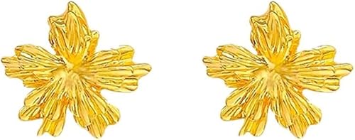 XFSRG Exquisite Ohrringe Gold Blüten Design 18K Vergoldete Ohrstecker für Frauen Eleganter Schmuck für Alltag und Besondere Anlässe von XFSRG