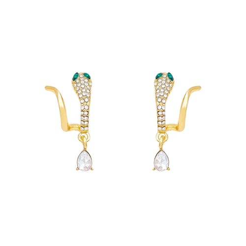XFSRG Damen Ohrringe Gold Hängend Schlangen Design mit Strasssteinen und Tropfen Anhänger, Eleganter Schmuck für Hochzeit und Party XFSRG Damen Ohrringe Gold Hängend Schlangen Design mit Strasssteinen und Tropfen Anhänger, Eleganter Schmuck für Hochzeit und Party von XFSRG